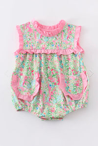 Green Print Ruffle Pocket Girl bubble