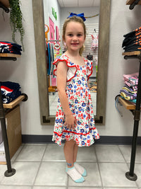 Red white and blue poppy dress*