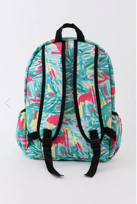 Green Lilly Print Backpack & Lunch box