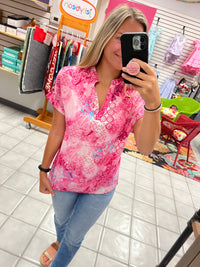 Pink Snake V Neck*