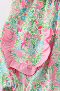 Green Print Ruffle Pocket Girl bubble