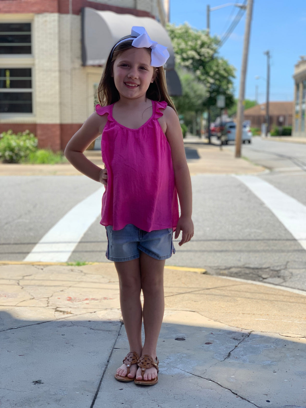 Tween Sleeveless Racerback Ruffle Tank