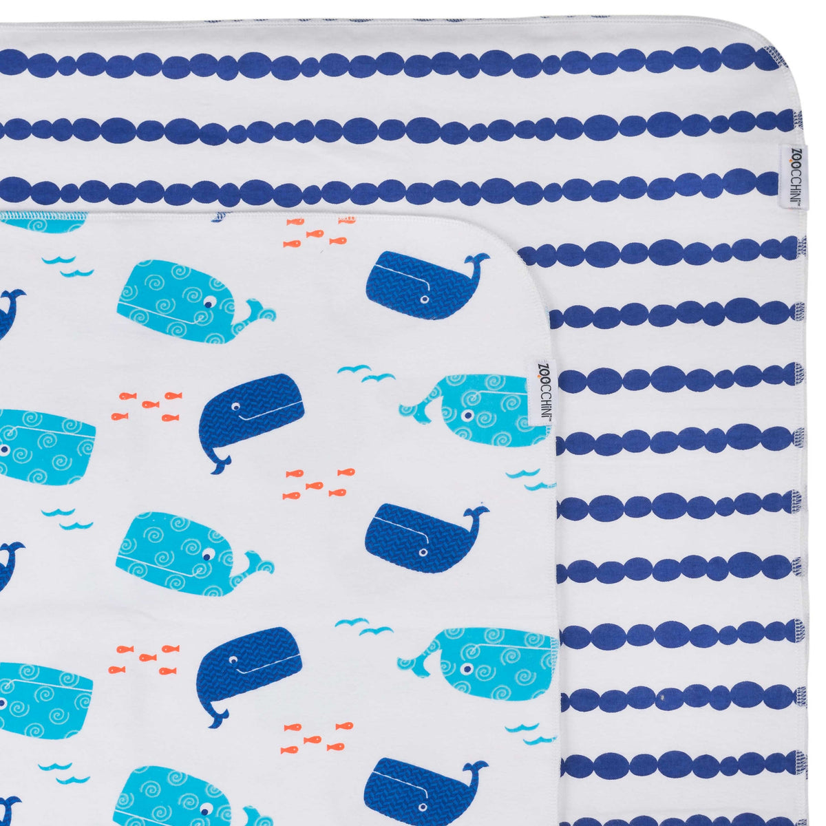 Flannel Receiving Blanket 2pk - Whale/Blue*