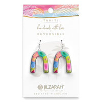 JIZARAH Tahiti Silver Reversible Arc Earrings.