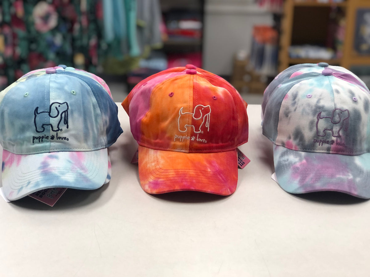 Tie Dye Puppie Love Baseball Caps.*