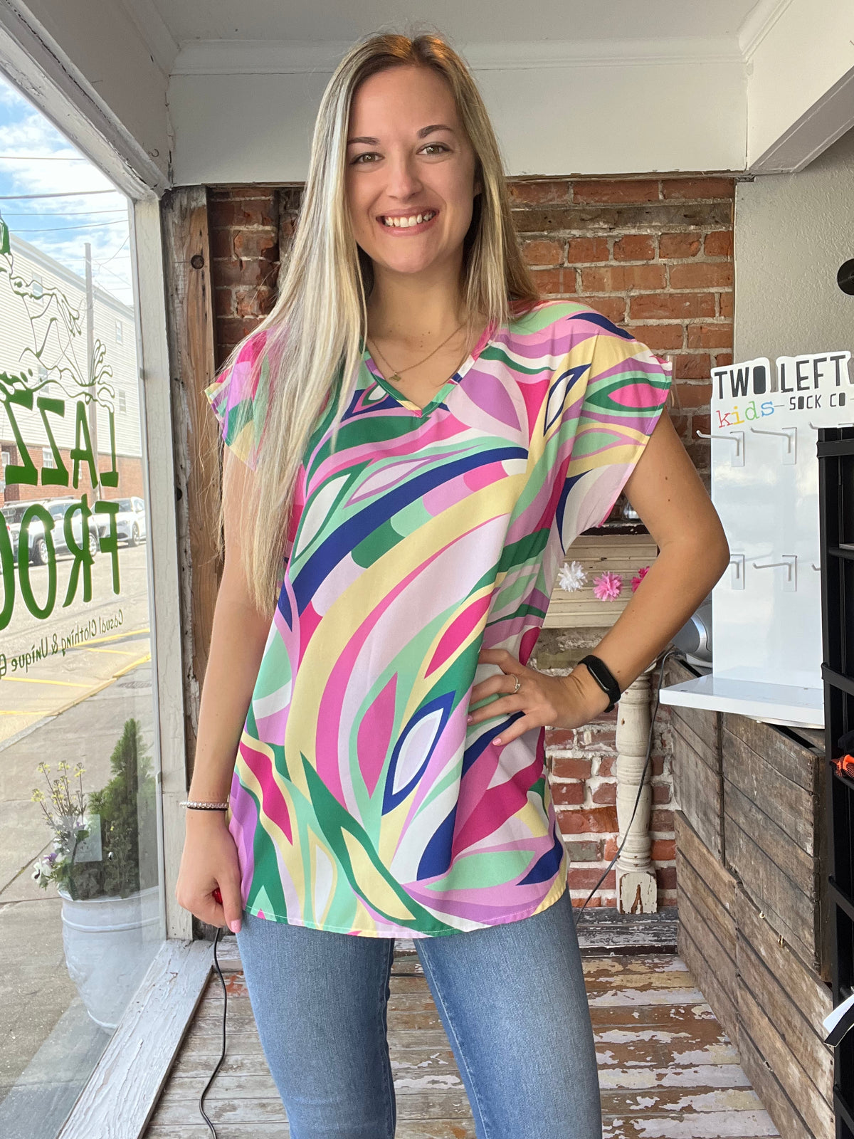 Geometric Multi Color Top*