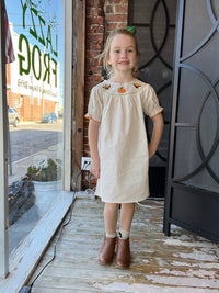 Smocked Turkey & Pumpkin Dress.*